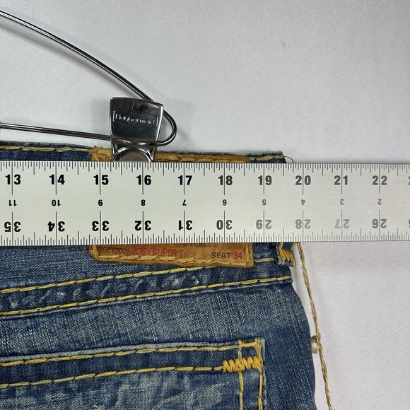 NWT True Religion Joey Super T Flap Blue Jeans Flare Mens 34 Actual Waist 38 L32 - Picture 12 of 15